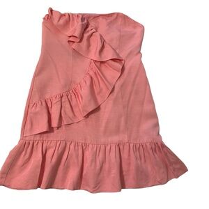NBD Strapless Pink Ruffle Dress Ladies Size Medium Revolve Cute